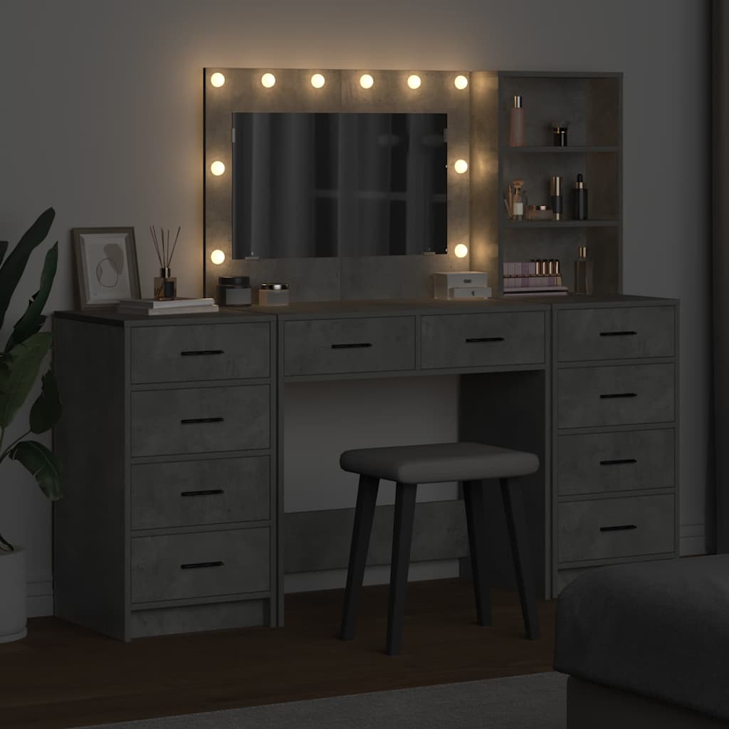 vidaXL Dressing Table 3 pcs Concrete Grey 78.5 x 41 x 135 cm 4