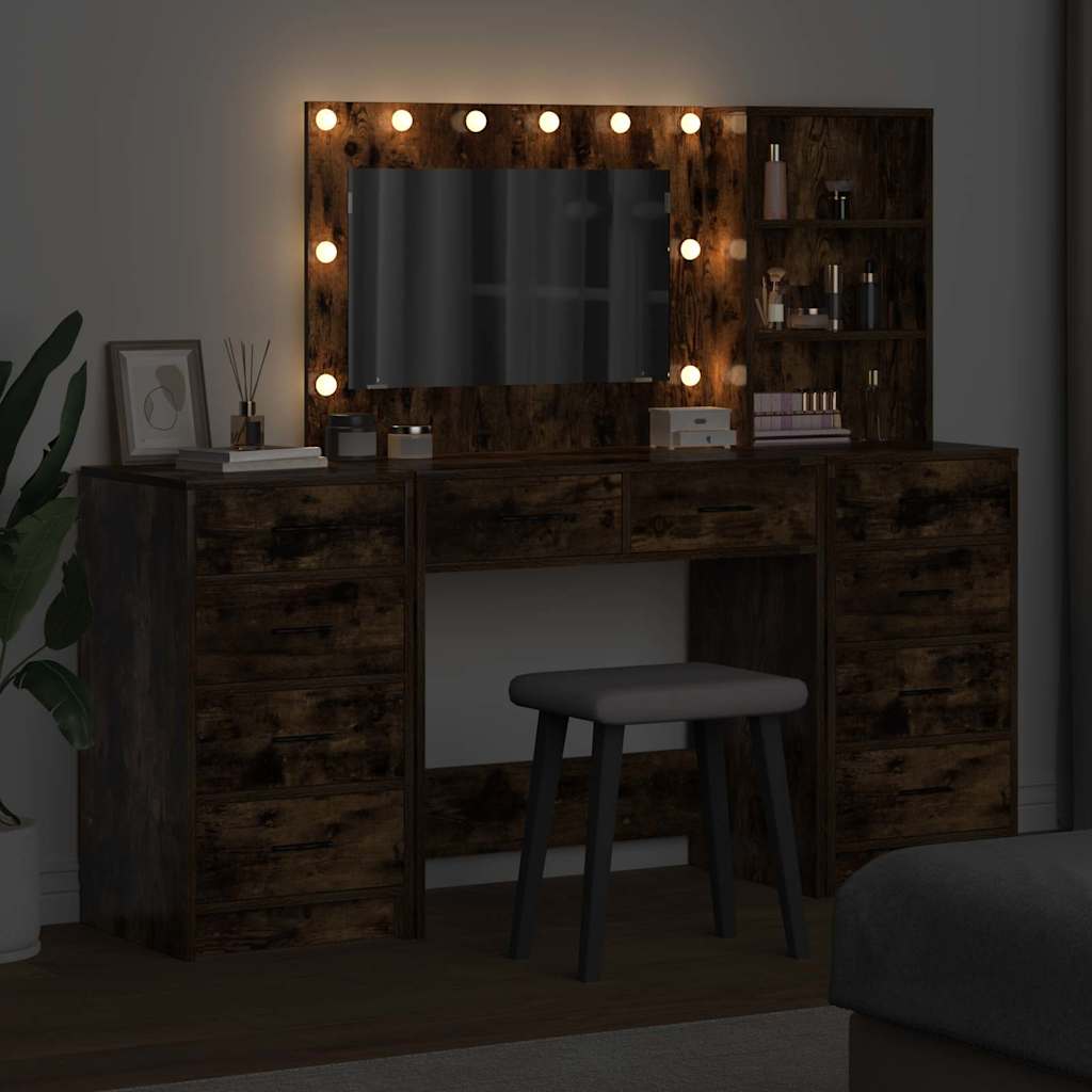 vidaXL Dressing Table 3 pcs Smoked Oak 78.5 x 41 x 135 cm 4