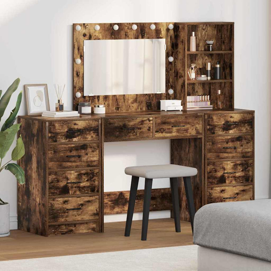 vidaXL Dressing Table 3 pcs Smoked Oak 78.5 x 41 x 135 cm 1