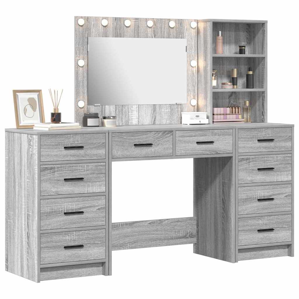 vidaXL Dressing Table 3 pcs Grey Sonoma 78.5 x 41 x 135 cm 3