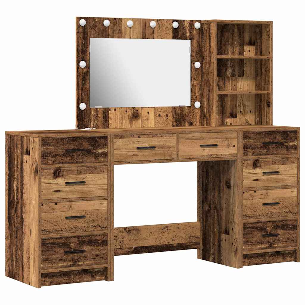 vidaXL Dressing Table 3 pcs Old Wood 78.5 x 41 x 135 cm 2