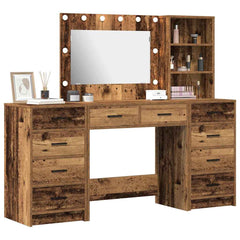 vidaXL Dressing Table 3 pcs Old Wood 78.5 x 41 x 135 cm 3
