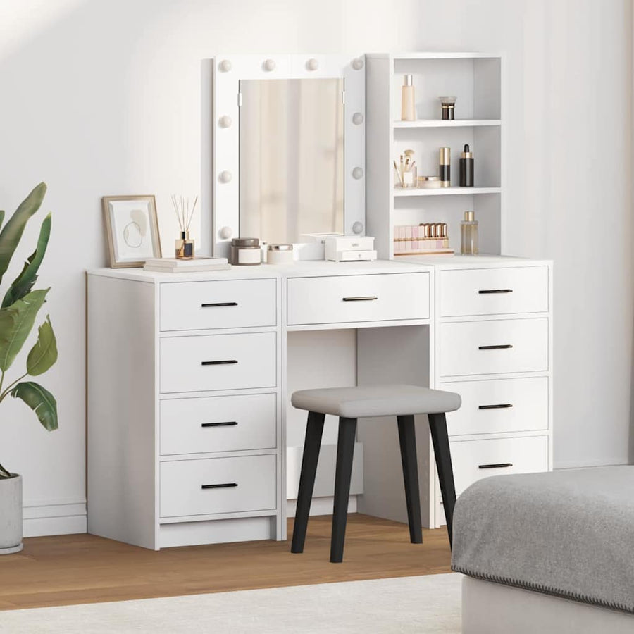 vidaXL Dressing Table 3 pcs White 40 x 41 x 135 cm Engineered Wood 1