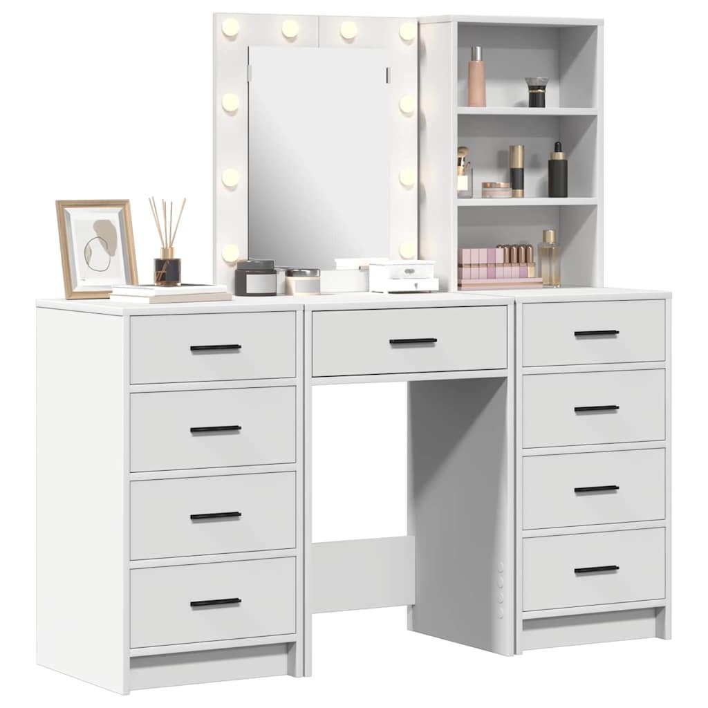 vidaXL Dressing Table 3 pcs White 40 x 41 x 135 cm Engineered Wood 3