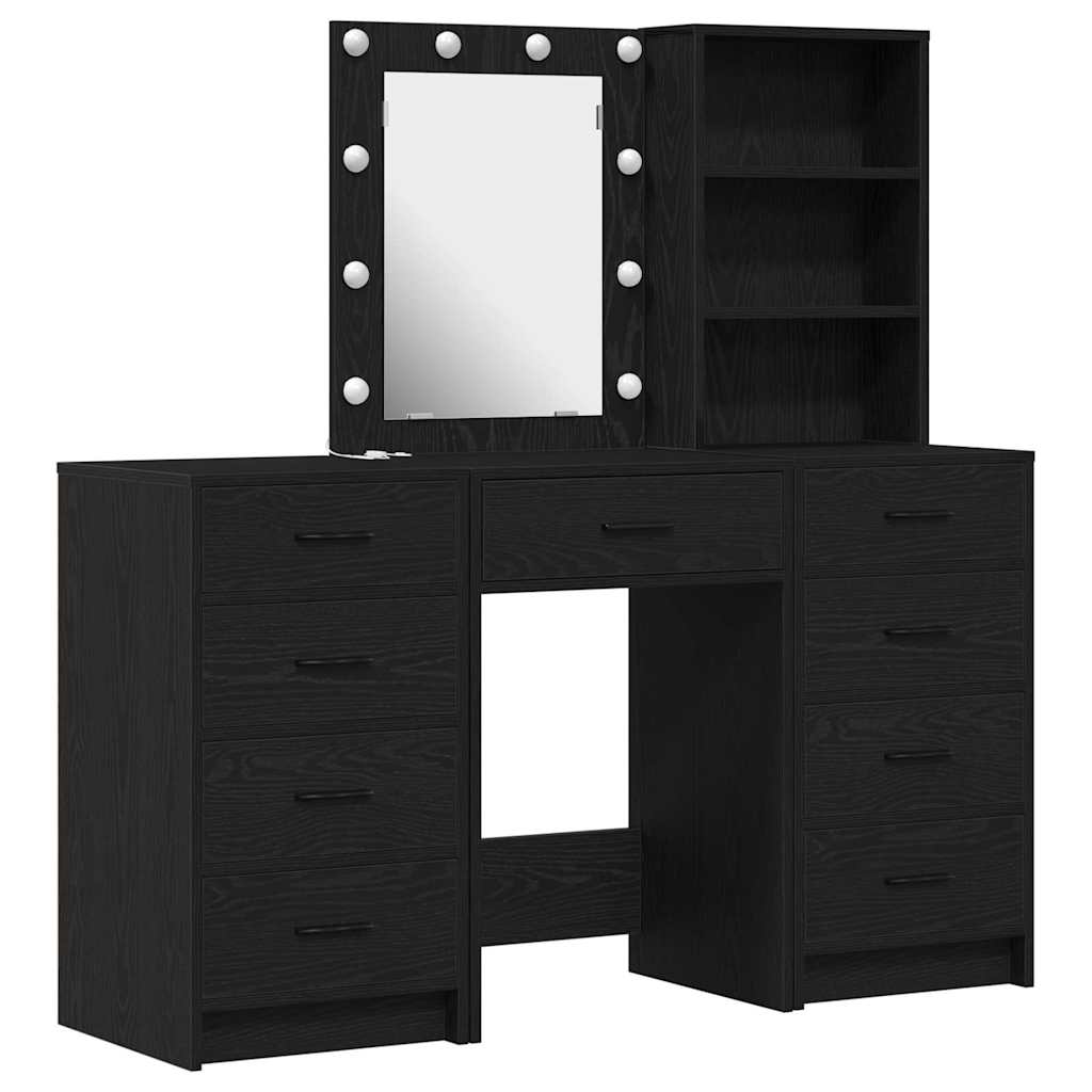 vidaXL Dressing Table 3 pcs Black 40 x 41 x 135 cm Engineered Wood 2