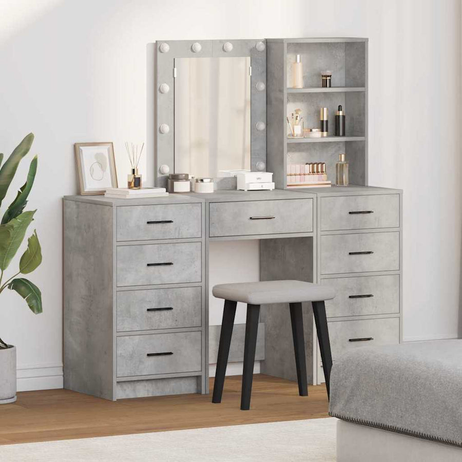 vidaXL Dressing Table 3 pcs Grey 40 x 41 x 135 cm Engineered Wood 1