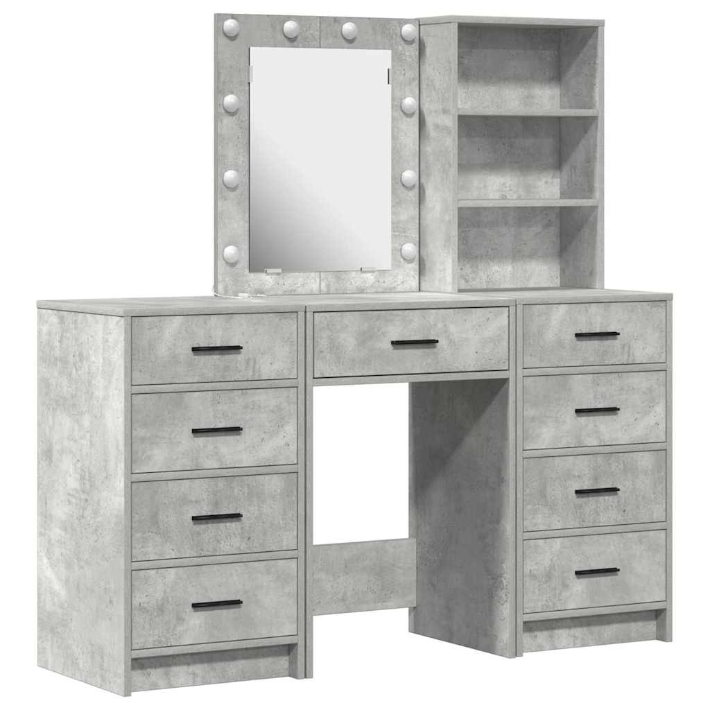 vidaXL Dressing Table 3 pcs Grey 40 x 41 x 135 cm Engineered Wood 2