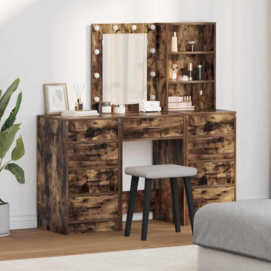 vidaXL Dressing Table 3 pcs Brown 40 x 41 x 135 cm Engineered Wood 1