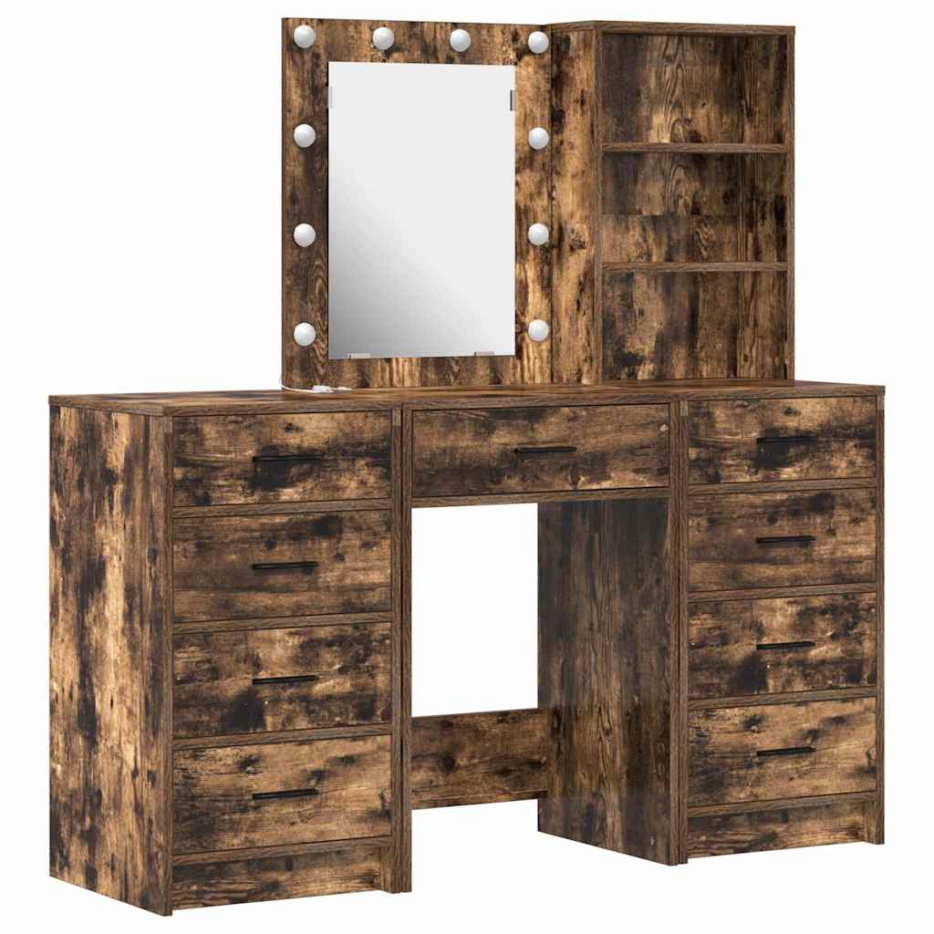 vidaXL Dressing Table 3 pcs Brown 40 x 41 x 135 cm Engineered Wood 2