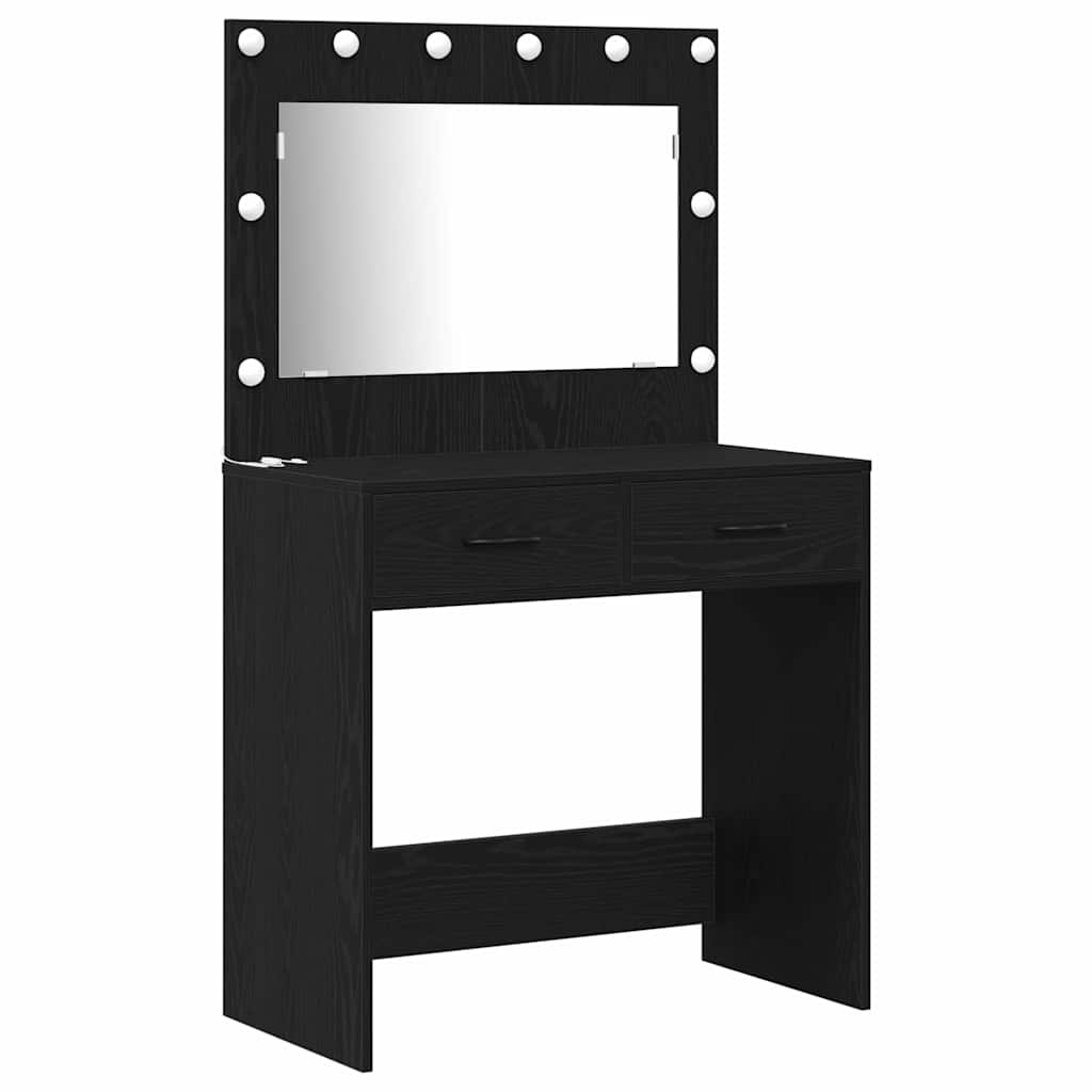 vidaXL Dressing Table 2 pcs Black 40 x 41 x 75 cm Engineered Wood 6