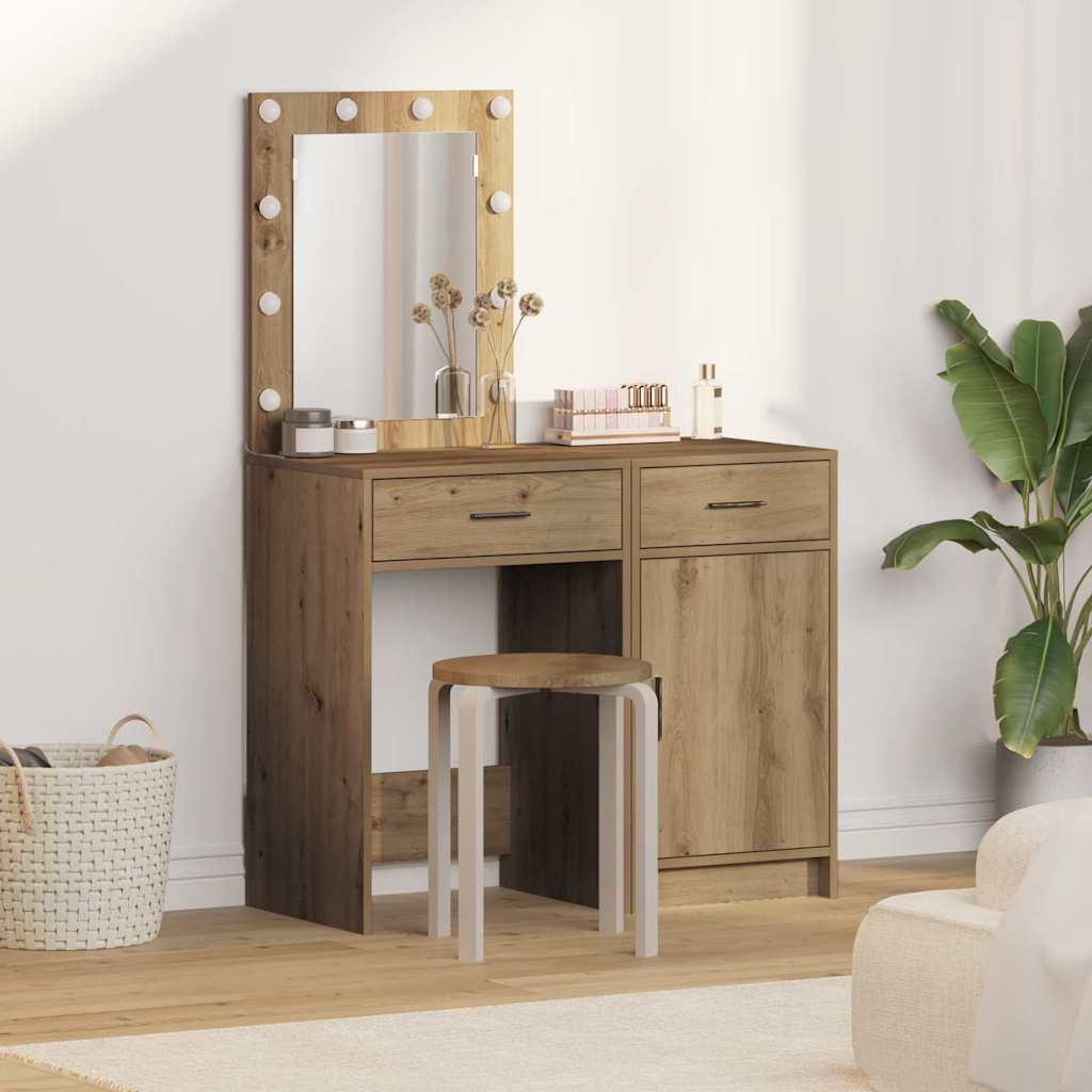 Dressing Table 2 pcs Brown 50 x 41 x 135 cm Engineered Wood Artisan oak