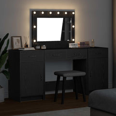 vidaXL Dressing Table 3 pcs Black 78.5 x 41 x 135 cm Engineered Wood 4