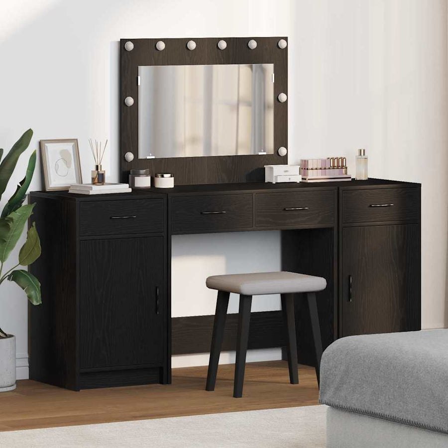 vidaXL Dressing Table 3 pcs Black 78.5 x 41 x 135 cm Engineered Wood 1