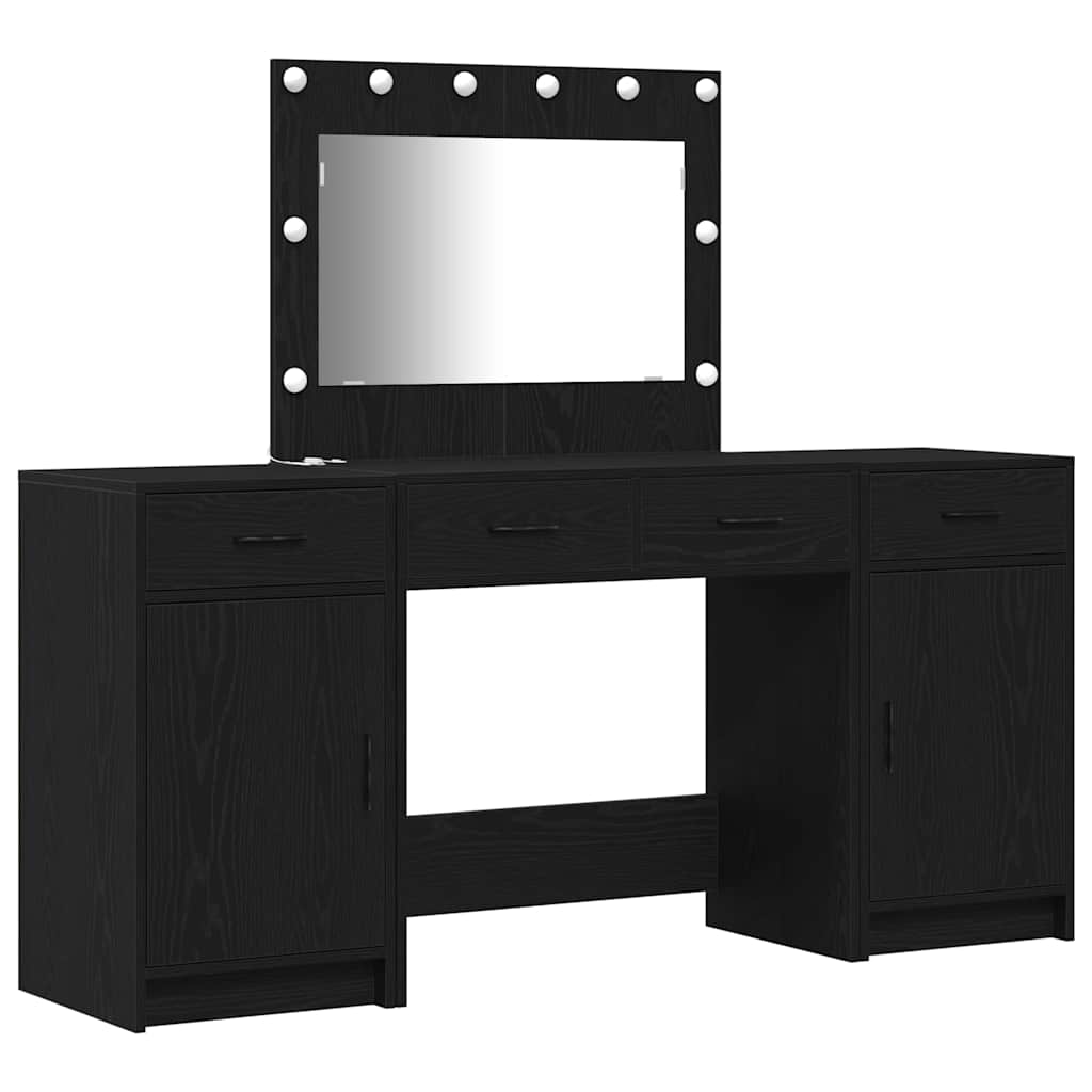 vidaXL Dressing Table 3 pcs Black 78.5 x 41 x 135 cm Engineered Wood 2