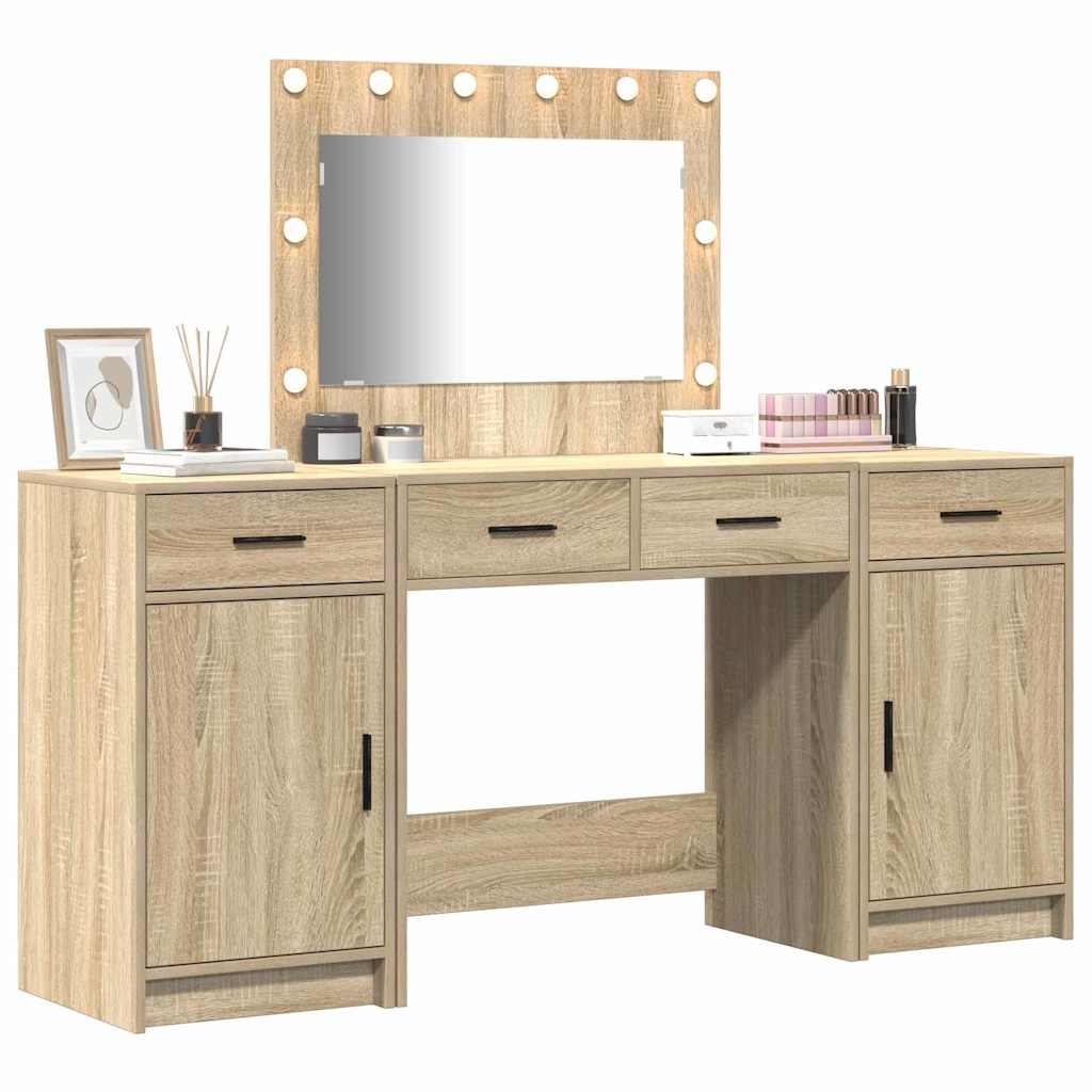 vidaXL Dressing Table 3 pcs Brown 78.5 x 41 x 135 cm Engineered Wood 3