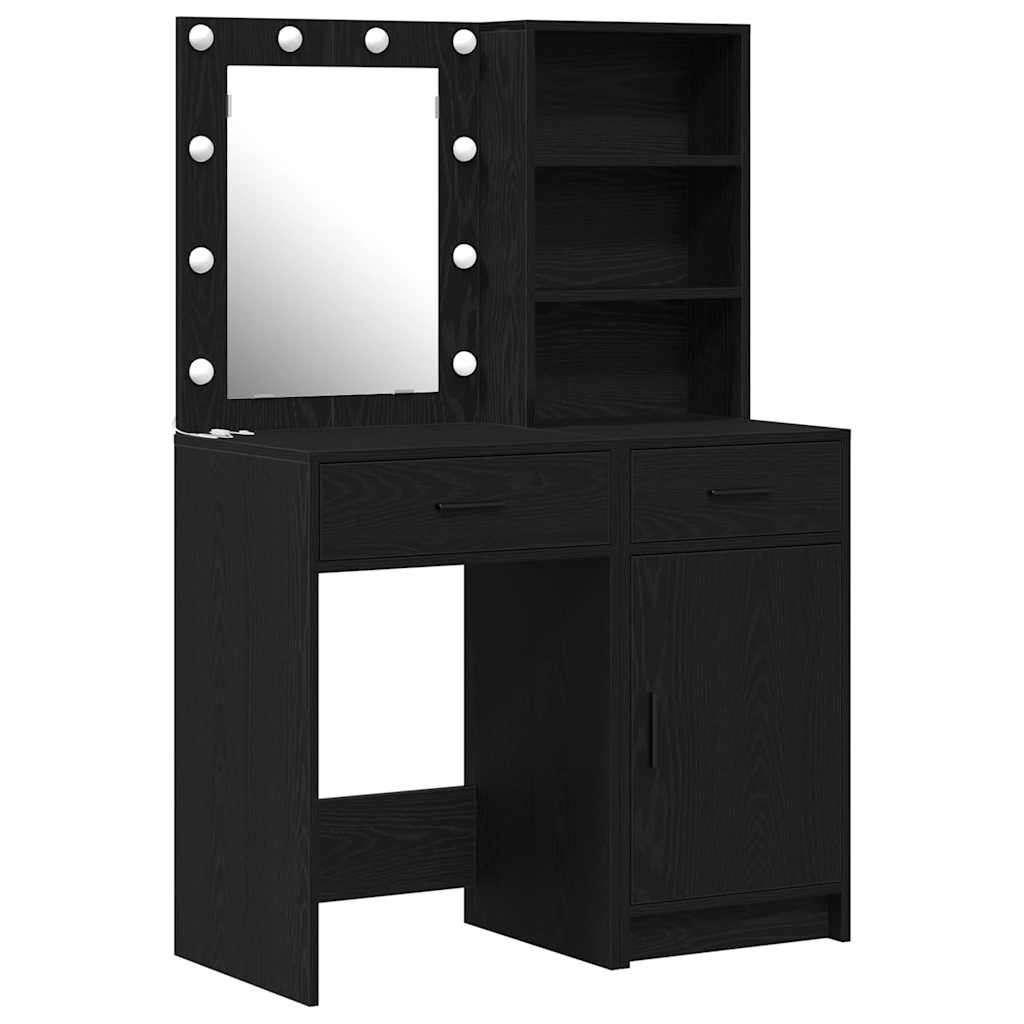 vidaXL Dressing Table Set 2 pcs Black Oak Engineered Wood 2