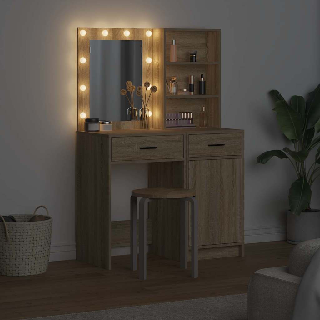 vidaXL Dressing Table Set 2 pcs Sonoma Oak Engineered Wood 4