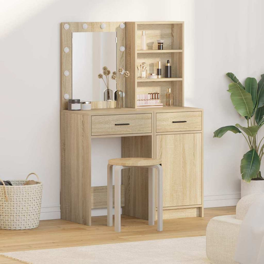 vidaXL Dressing Table Set 2 pcs Sonoma Oak Engineered Wood 1