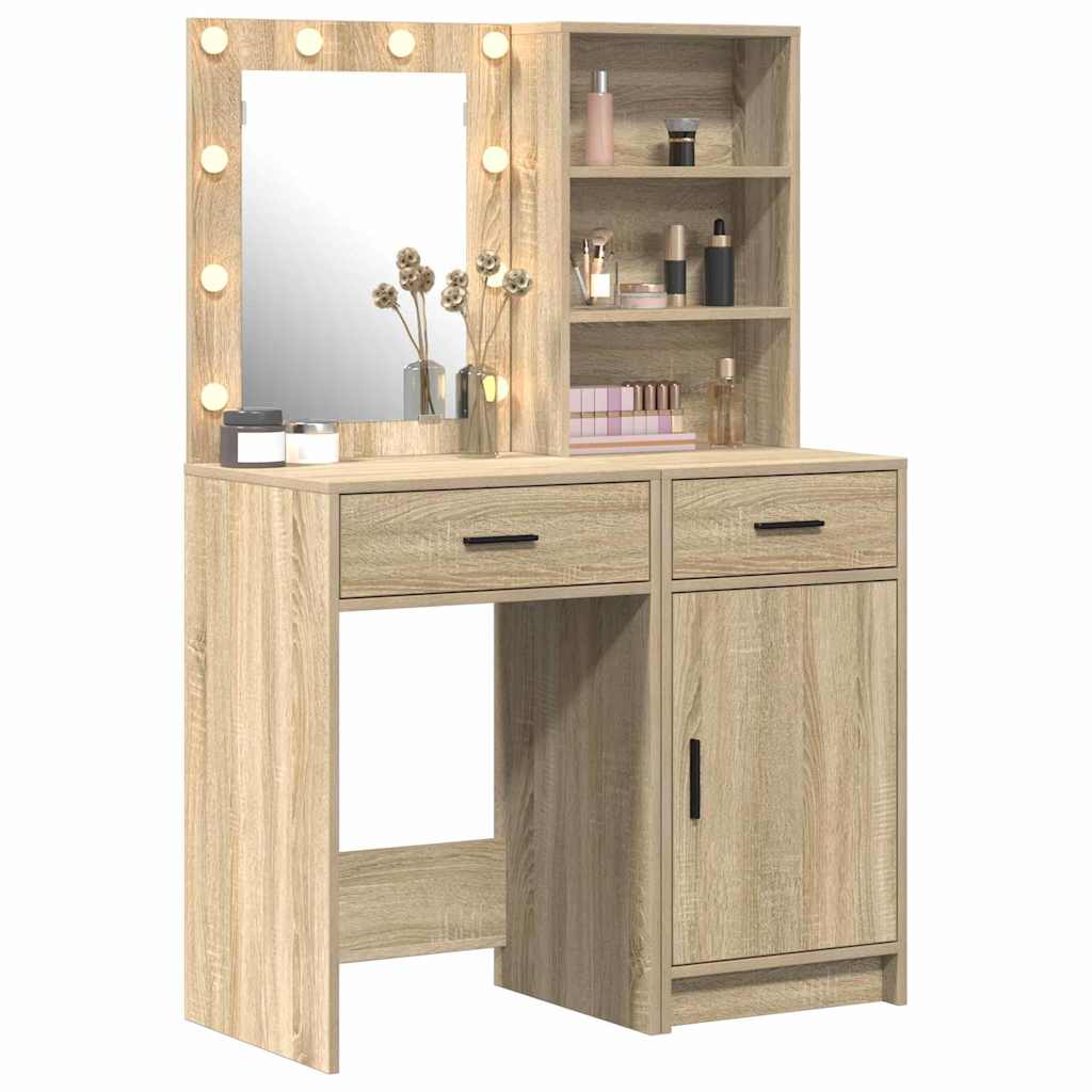 vidaXL Dressing Table Set 2 pcs Sonoma Oak Engineered Wood 3