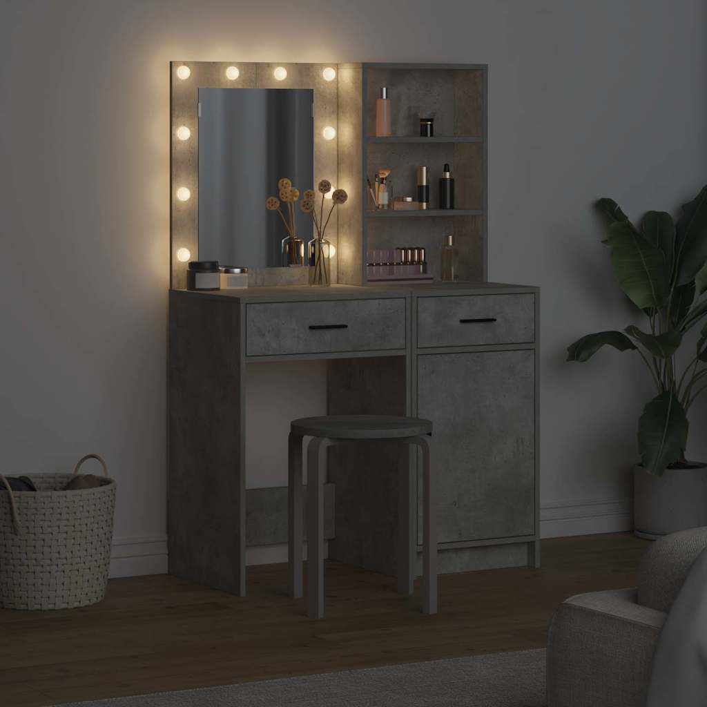 vidaXL Dressing Table Set 2 pcs Concrete Grey Engineered Wood 4