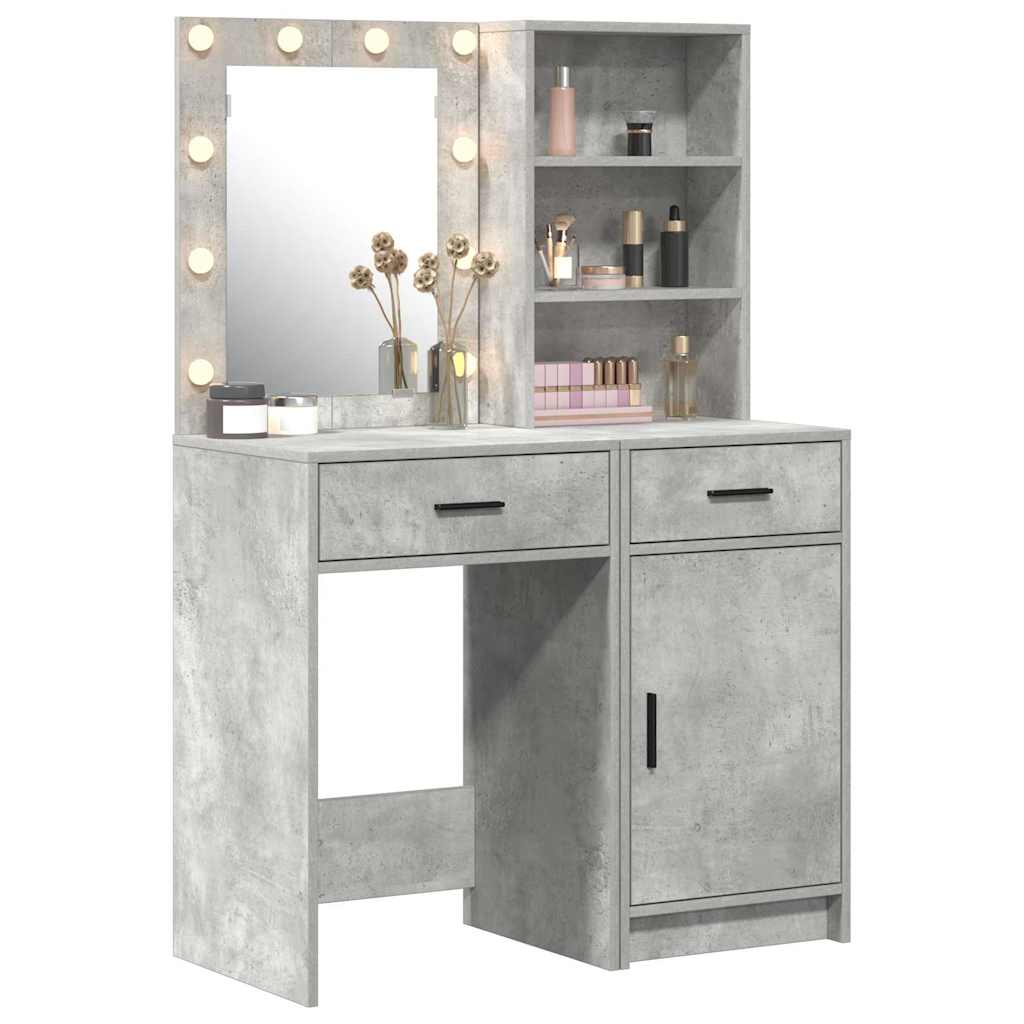 vidaXL Dressing Table Set 2 pcs Concrete Grey Engineered Wood 3