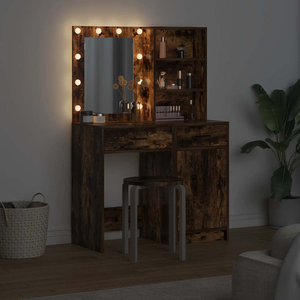 vidaXL Dressing Table Set 2 pcs Smoked Oak Engineered Wood 4