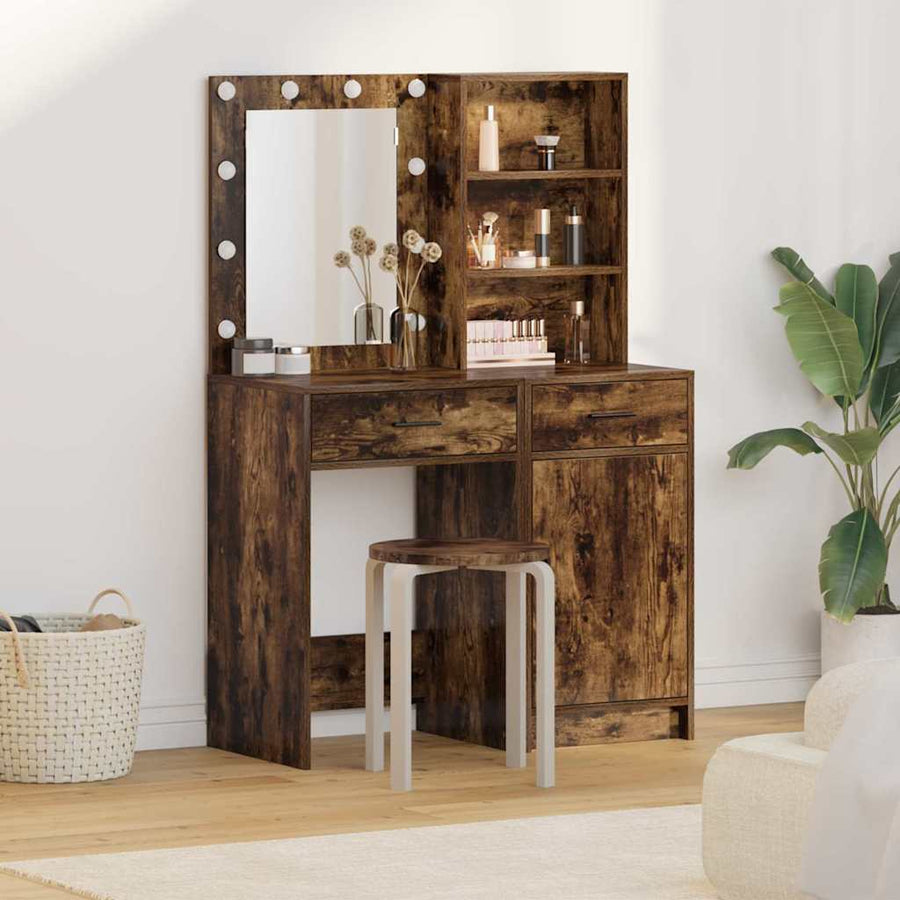 vidaXL Dressing Table Set 2 pcs Smoked Oak Engineered Wood 1
