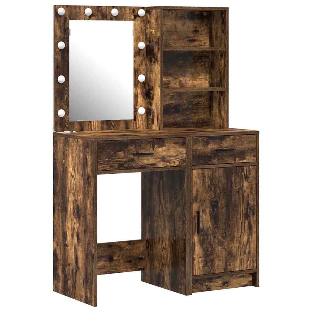 vidaXL Dressing Table Set 2 pcs Smoked Oak Engineered Wood 2