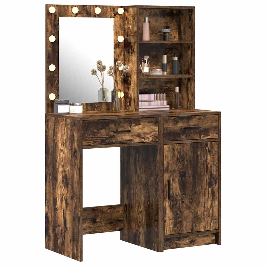 vidaXL Dressing Table Set 2 pcs Smoked Oak Engineered Wood 3