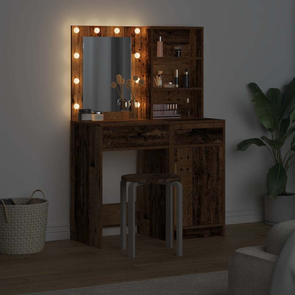vidaXL Dressing Table Set 2 pcs Old Wood Engineered Wood 4