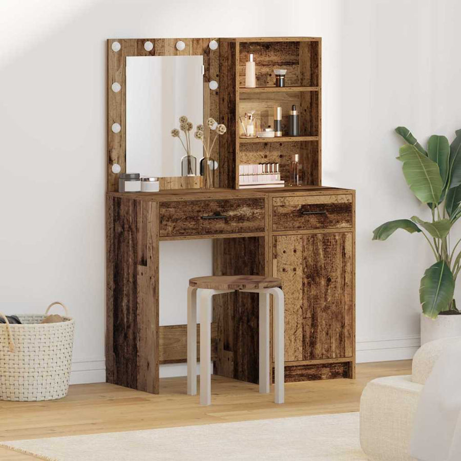 vidaXL Dressing Table Set 2 pcs Old Wood Engineered Wood 1