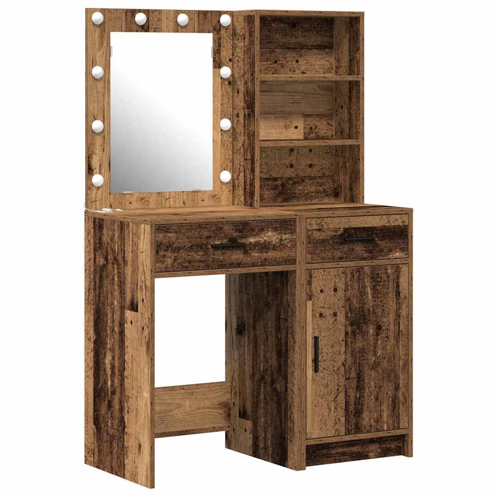 vidaXL Dressing Table Set 2 pcs Old Wood Engineered Wood 2