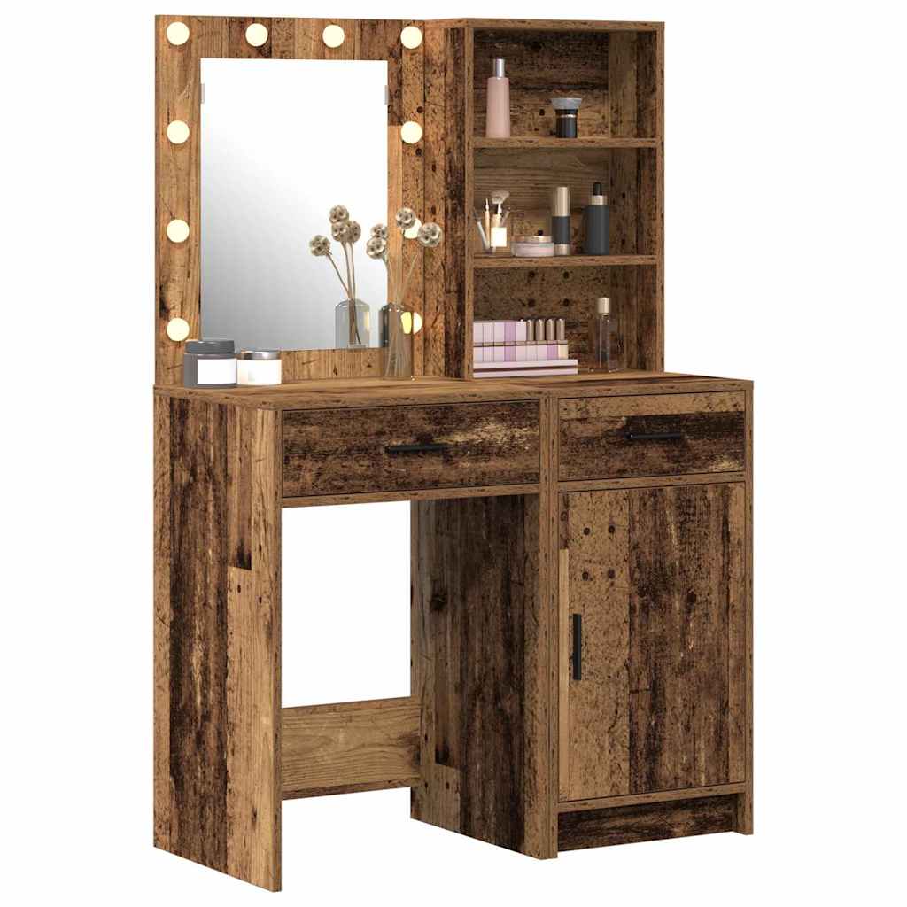 vidaXL Dressing Table Set 2 pcs Old Wood Engineered Wood 3