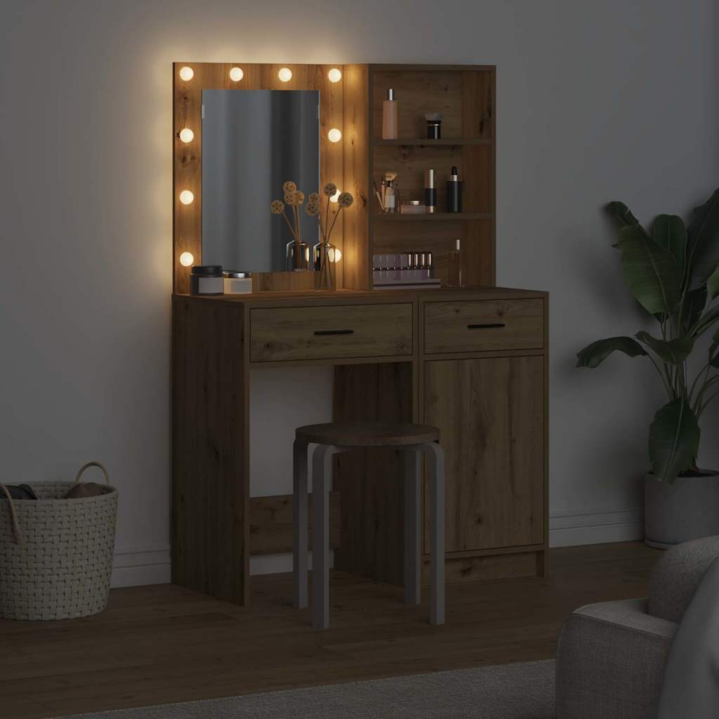 vidaXL Dressing Table Set 2 pcs Artisan Oak Engineered Wood 4