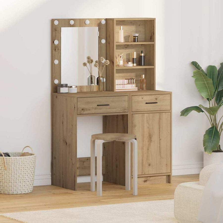 vidaXL Dressing Table Set 2 pcs Artisan Oak Engineered Wood 1