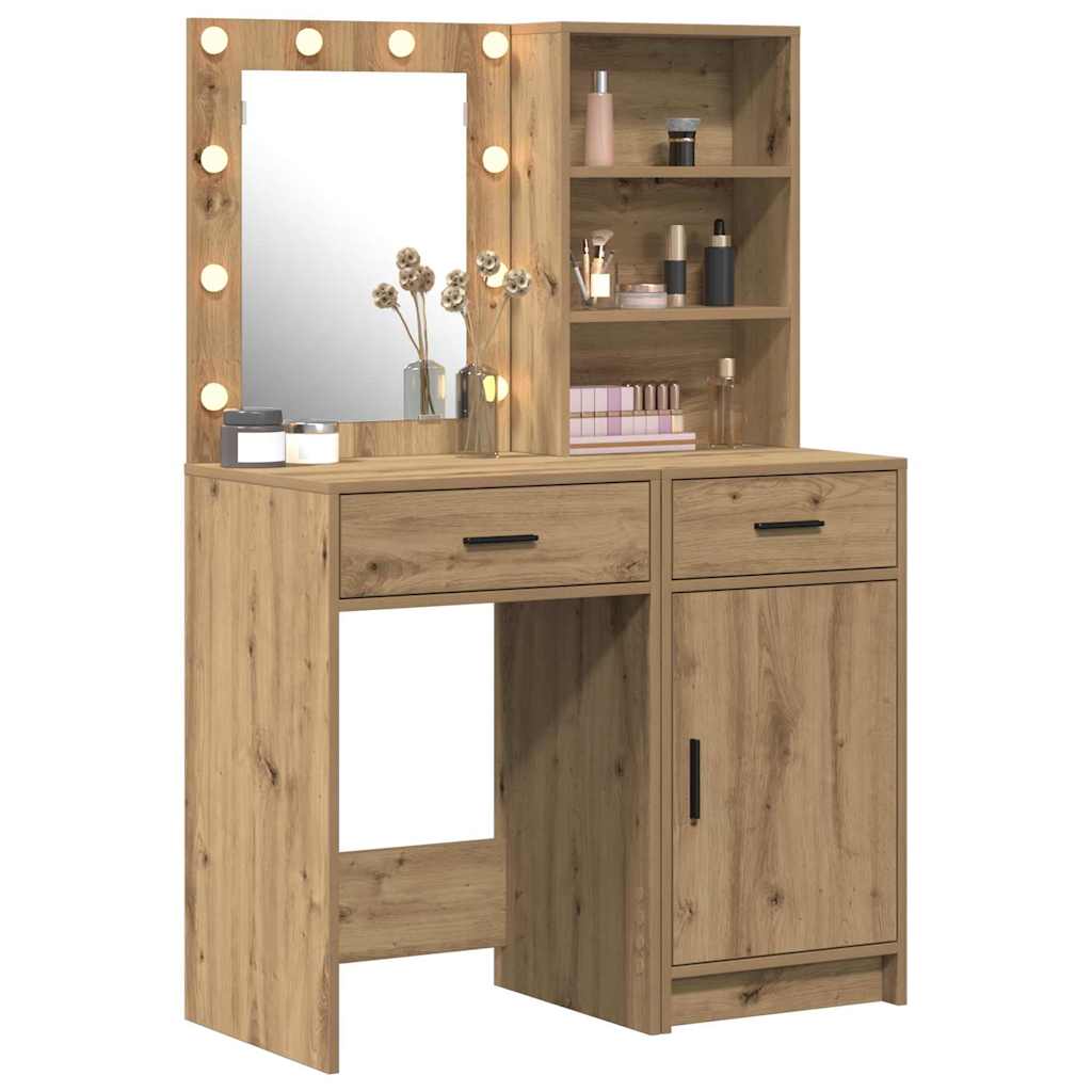 vidaXL Dressing Table Set 2 pcs Artisan Oak Engineered Wood 3