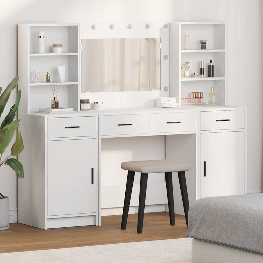 vidaXL Dressing Table Set 3 pcs White Engineered Wood 1