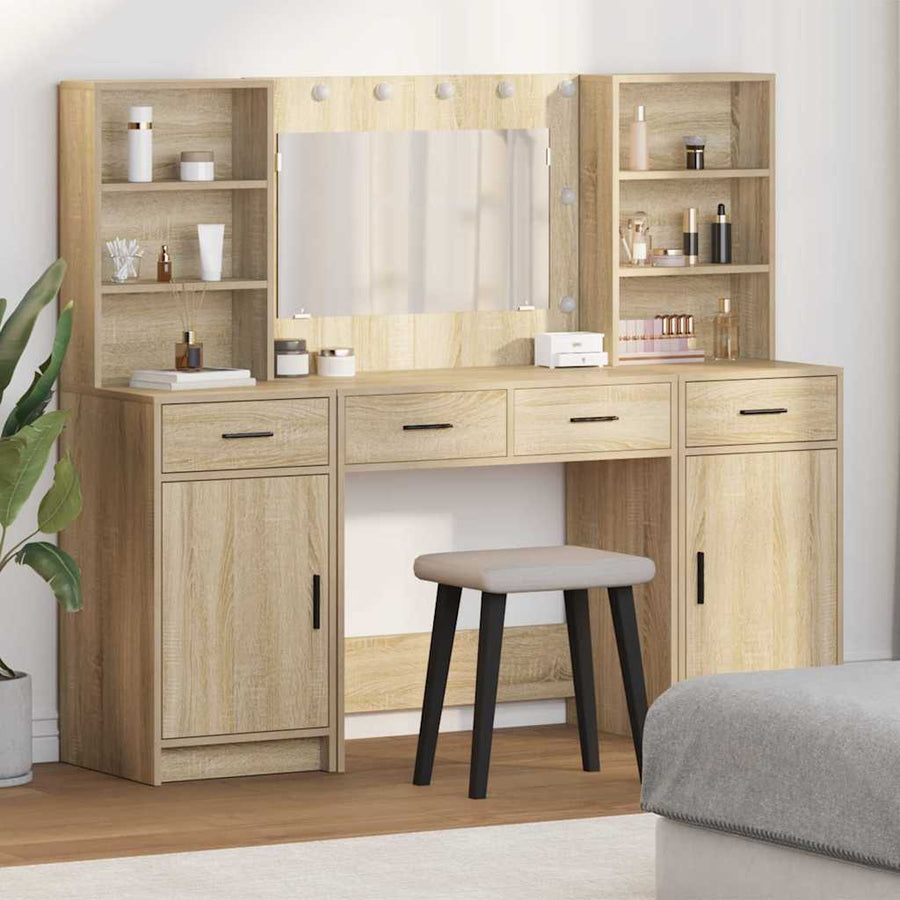 vidaXL Dressing Table Set 3 pcs Sonoma Oak Engineered Wood 1