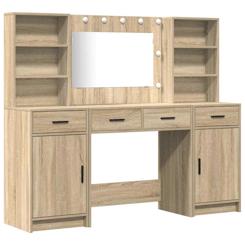 vidaXL Dressing Table Set 3 pcs Sonoma Oak Engineered Wood 2