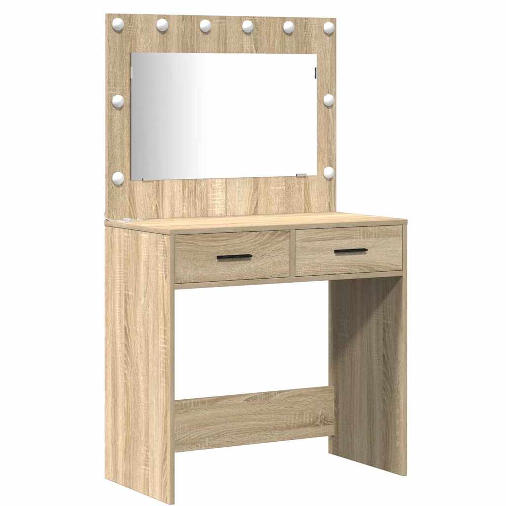 vidaXL Dressing Table Set 3 pcs Sonoma Oak Engineered Wood 5
