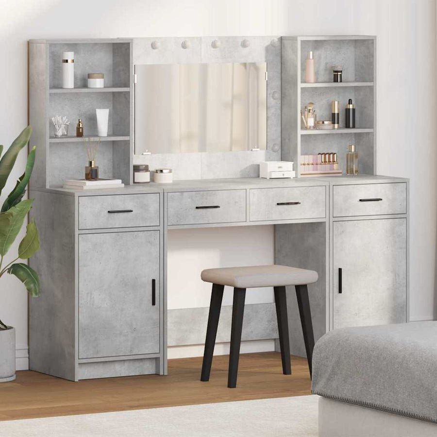 vidaXL Dressing Table Set 3 pcs Concrete Grey Engineered Wood 1
