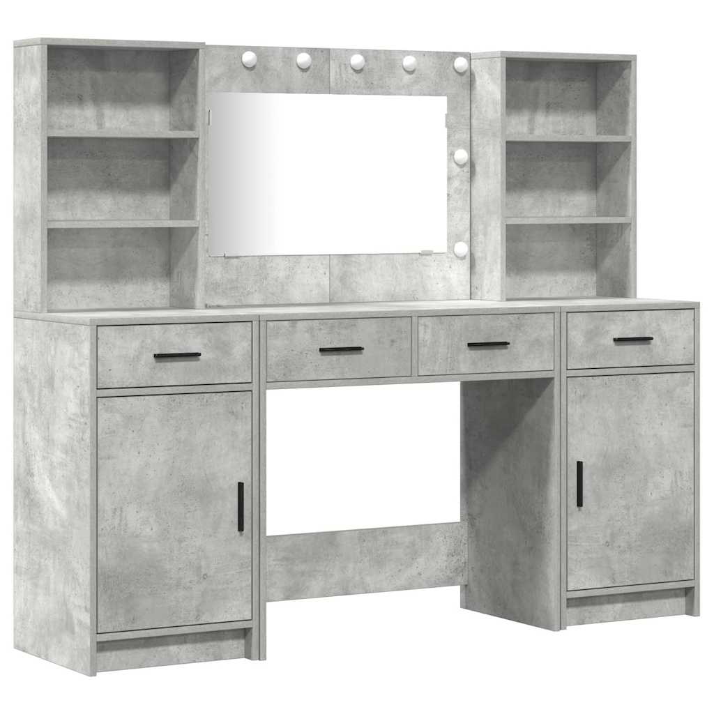vidaXL Dressing Table Set 3 pcs Concrete Grey Engineered Wood 2