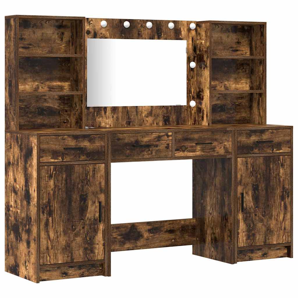 vidaXL Dressing Table Set 3 pcs Smoked Oak Engineered Wood 2