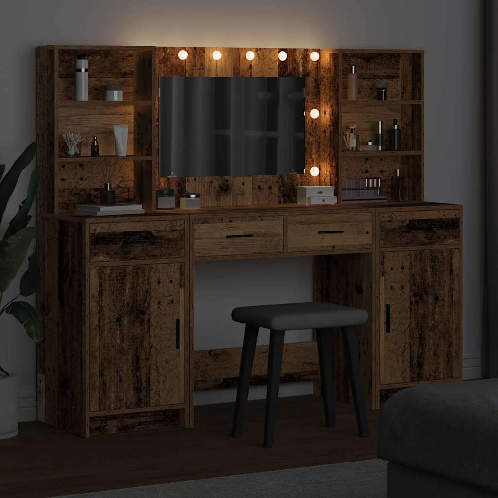 vidaXL Dressing Table Set 3 pcs Old Wood Engineered Wood 4