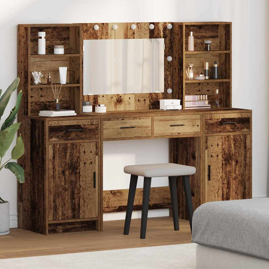 vidaXL Dressing Table Set 3 pcs Old Wood Engineered Wood 1