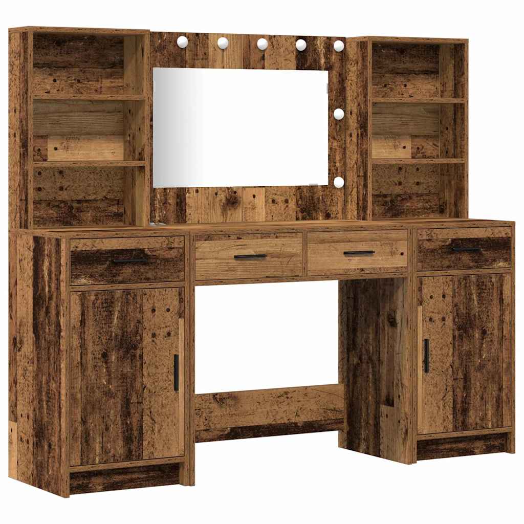 vidaXL Dressing Table Set 3 pcs Old Wood Engineered Wood 2