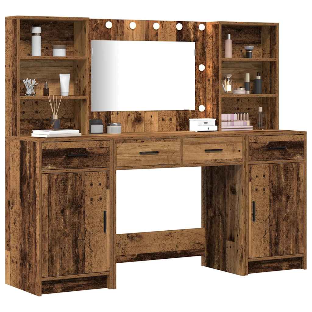 vidaXL Dressing Table Set 3 pcs Old Wood Engineered Wood 3