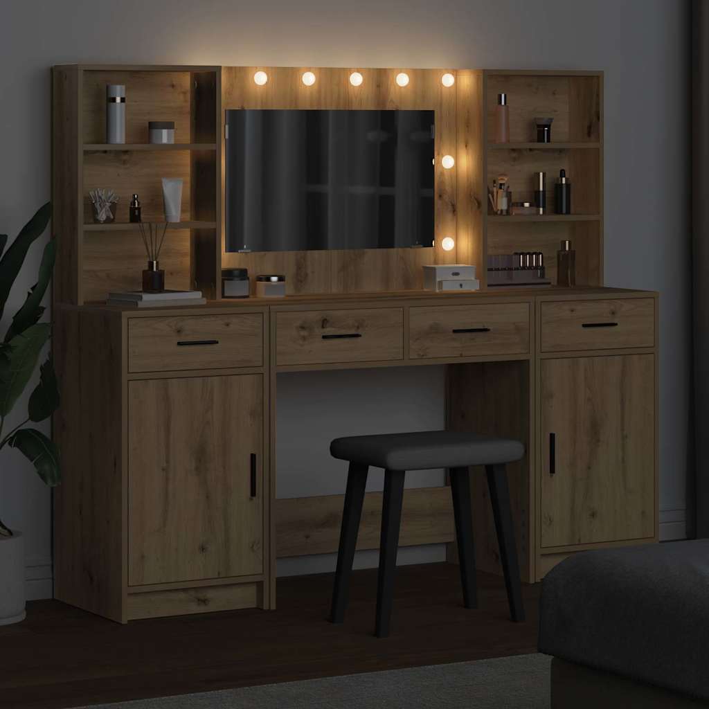vidaXL Dressing Table Set 3 pcs Artisan Oak Engineered Wood 3
