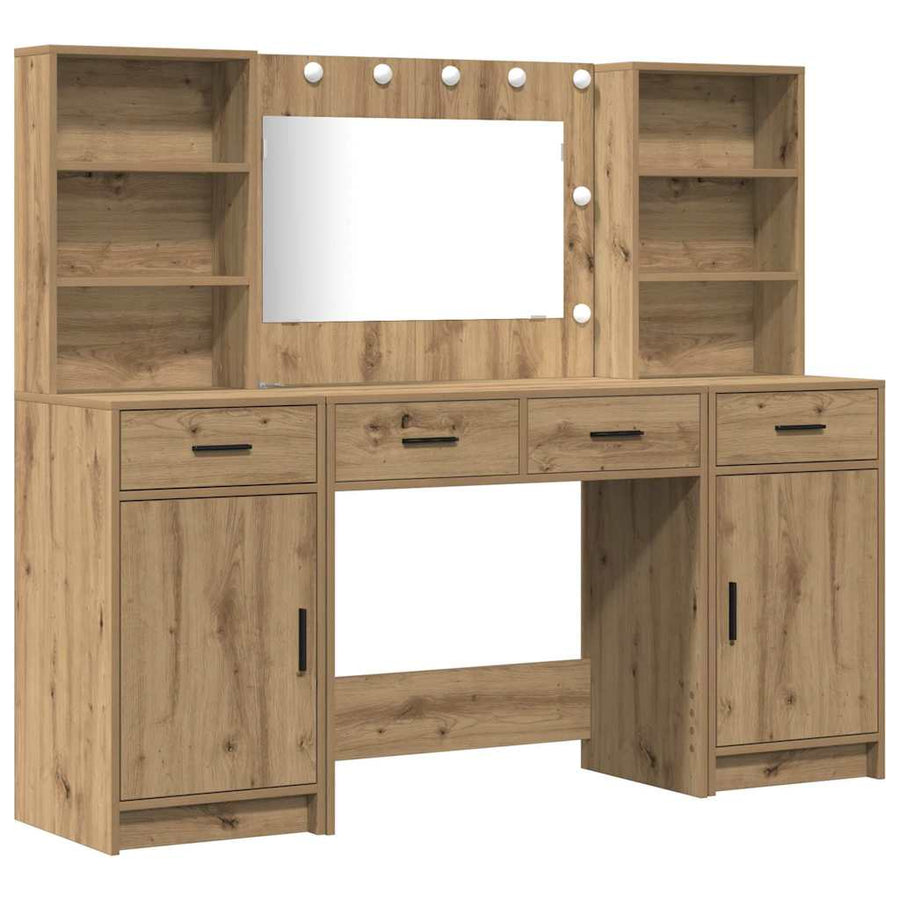 vidaXL Dressing Table Set 3 pcs Artisan Oak Engineered Wood 1
