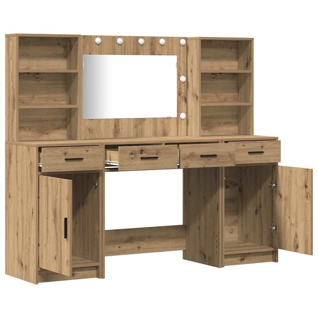 vidaXL Dressing Table Set 3 pcs Artisan Oak Engineered Wood 6